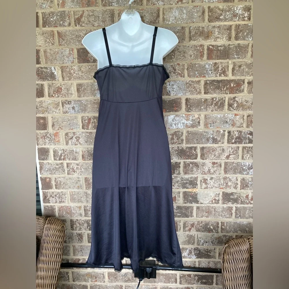 Vintage Shadowline Slip Dress Black Sz 36M Nylon Made in USA - Picture 8 of 9